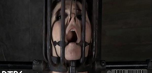  Gagged beauty receives furious whipping on her milk shakes